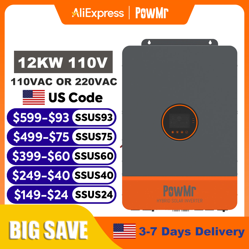 PowMr 12KW 10KW Split Phase In - Drone Solar Charger recensione e prezzo